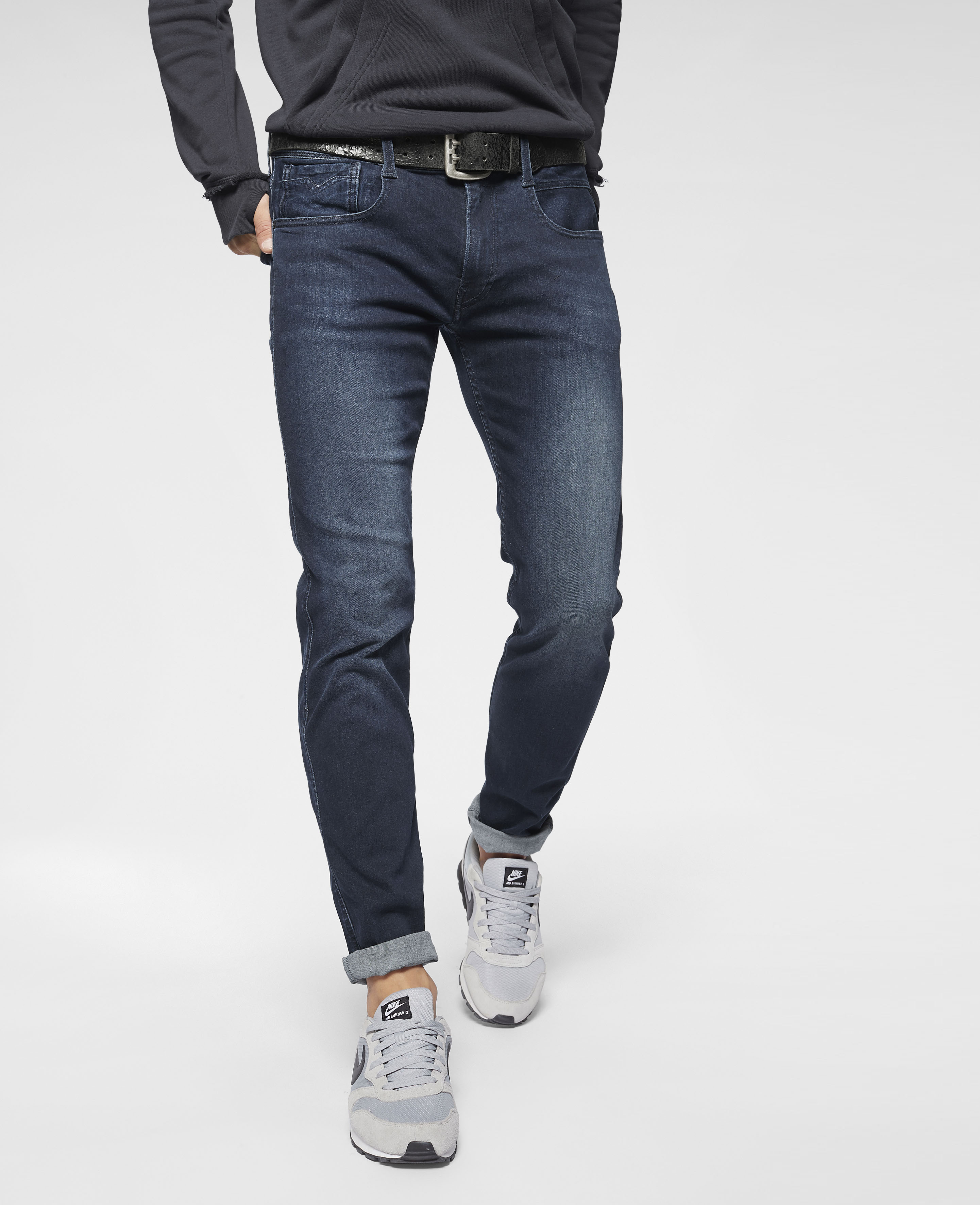 Slim-fit-Jeans REPLAY "Anbass Superstretch", Damen, Gr. 34, Länge 34, blau (dunkelblau), Denim/Jeans, Obermaterial: 90% Baumwolle, 8% Polyester, 2% Elasthan, slim fit lang, Jeans Slim-fit-Jeans, elastisch, Topseller