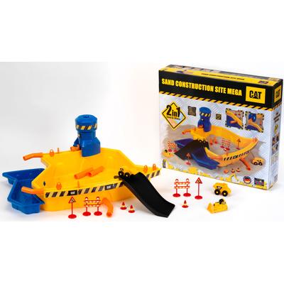 Spielzeug-Radlader KLEIN "Caterpilar CAT Sandbaustelle Mega" Spielzeugfahrzeuge bunt (gelb, blau, schwarz) Kinder Baumaschinen, Kräne Bagger