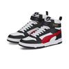 Sneaker PUMA "RBD GAME", Gr. 42, bunt (puma weiß, high risk rot, puma schwarz, puma team gold), Leder, Synthetik, sportlich, Schuhe