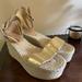 J. Crew Shoes | J.Crew Marina Metallic Gold Espadrille Wedge Sandals | Color: Gold | Size: 8.5