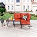 Patio Festival Curve-Arm 6-Piece Outdoor Conversation Set with Red Cushions