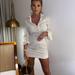 Zara Skirts | Matching Set - Zara Striped Linen Mini Skirt Draped Textured Shirt | Color: Cream/White | Size: L