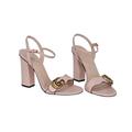 Gucci Shoes | Gucci 453378 Gg Marmont Leather Heel Sandals | Color: Gold/Pink | Size: 37eu