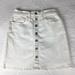 Madewell Skirts | Madewell Stretch Denim Straight Mini Skirt Button-Front Edition Cream Size 24 | Color: Cream/Tan/White | Size: Xs