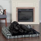 FurHaven Southwest Kilim Deluxe Chaise Lounge Orthopedic Sofa-Style Pet Bed Memory Foam in White/Black | 6.5 H x 36 W x 27 D in | Wayfair 64436230