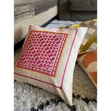 Trina Turk Residential Montecito Embroidered Linen Pillow Down/Feather/Cotton Blend in Pink | 20 H x 20 W x 5 D in | Wayfair 24TT169BC20SQ
