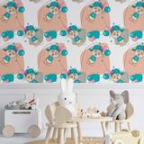 Zoomie Kids Blanchett Peel & Stick Wallpaper Roll Vinyl, Latex in Blue/Brown/White | 24 W in | Wayfair 6B6B854F761C409B9C616B7B06E77900