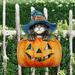 The Holiday Aisle® Cat Pumpkin Diminutive Wall Decor Wood in Black/Blue/Brown | 12 H x 9 W x 0.3 D in | Wayfair 22283DF7D2834C37A6D2C6CEEBA6141B
