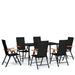 Latitude Run® 7 Piece Patio Dining Set Glass/Wicker/Rattan in Black | 55.12 W x 25.2 D in | Wayfair 8F833FF31C4D4FF781DDBA168197D94B