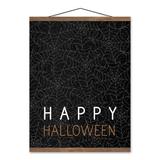 The Holiday Aisle® Happy Halloween Spider Webs Hanging Print On Canvas in Black/Green/White | 20 H x 16 W x 0.63 D in | Wayfair