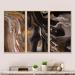 Wrought Studio™ Black & Brown Marble Universe - Modern Framed Canvas Wall Art Set Of 3 Canvas, in Black/Brown/Gray | 28 H x 36 W x 1 D in | Wayfair