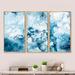 Wrought Studio™ Blue & White Liquid Art Waves XI - Modern Framed Canvas Wall Art Set Of 3 Canvas, Wood in Blue/White | 28 H x 36 W in | Wayfair