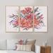 Winston Porter Bouquet Of Red Amaryllis Flowers - Traditional Framed Canvas Wall Art Set Of 3 Canvas, in Green/Orange/White | Wayfair