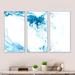 Wrought Studio™ Blue Wave Liquid Art On White I - Modern Framed Canvas Wall Art Set Of 3 Canvas, Wood in Blue/White | 20 H x 36 W in | Wayfair