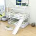 Harper Orchard Twin Over Twin House Bunk Bed w/ Slide in Gray | 93.9 H x 41.8 W x 79.5 D in | Wayfair 96ED21CB8ED64044B137719853D83A9F