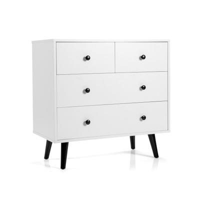 Costway 4 Drawers Dresser Chest of Drawers Free Standing Sideboard Cabinet-White
