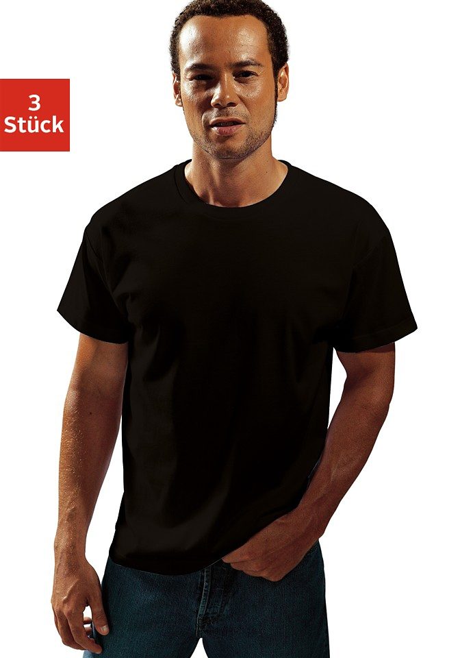 T-Shirt H.I.S, Herren, Gr. 9/XXXL, grün (olivgrün, schwarz, dunkelgrau), Jersey, Obermaterial: 100% Baumwolle, unifarben, Basic, bequem normal, Rundhals, abgesteppte Kante, Shirts, aus Baumwolle perfekt als Unterziehshirt Image