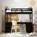 Contemporary Style Twin size Loft Bed with Drawers, Cabinet, Shelves and Desk, Wooden Loft Bed with Desk