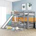 Contemporary Style Twin Over Twin Bunk Bed with Slide and Ladder