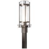 Banded Seeded Glass Outdoor Post Light - Smoke - Opal and Seeded Glass