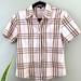 Burberry Tops | Burberry Pink Plaid Shirt Sleeve Button Down Shirt | Color: Pink/Tan | Size: L