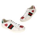 Gucci Shoes | Gucci Ace Heart Embellished 35.5 Leather Low Top Trainer Sneakers Gg-S0805p-0006 | Color: White | Size: 5.5