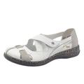 Slipper RIEKER Gr. 36, grau (weiß, grau) Damen Schuhe Rieker Spangenschuh, Schlupfschuh, Komfortschuh mit Klettverschluss Bestseller