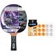 Schildkröt Donic Tischtennisschläger Top Team 800, AVS & PLS-Griff, 1,8 mm Schwamm, Vari Slick - ITTF Belag, 754198, Holz/Natur & 618045 Unisex – Erwachsene Donic Tischtennisball Jade, 12 STK.