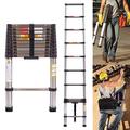 Telescopic Loft Ladder 10.5ft Telescoping Ladder Extension Foldable Ladder Folding Collapsible Ladder for Home Attic Loft RV Roof, Stainless Steel, 11 Steps 330lbs Load Capacity