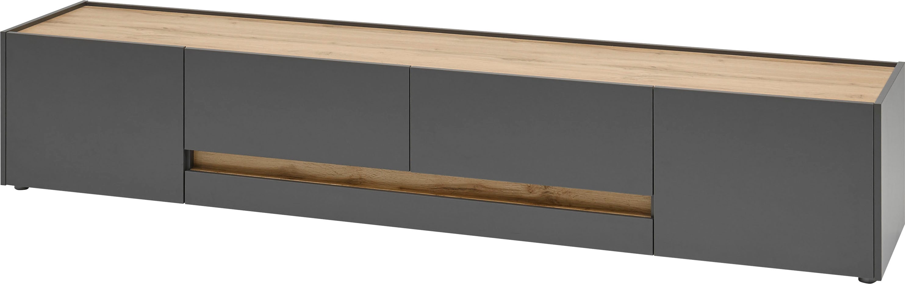 Lowboard INOSIGN "City/Giron, moderner TV-Schrank, Kommode, TV-Unterschrank", grau (anthrazit), B:220cm H:40cm T:45cm, FSC-zertifizierter Holzwerkstoff, Sideboards, Lowboard, zeitlos, modern, ausreichend Stauraum, vielseitig einsetzbar