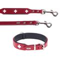 Lot Hunter Swiss : collier + laisse en cuir pour chien - collier taille 55 + laisse L 200 cm