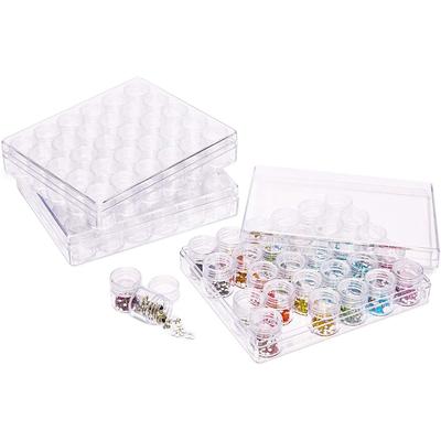 3 Clear Bead Storage Containers, 90 Jars for Diamond Painting (93 Pieces)