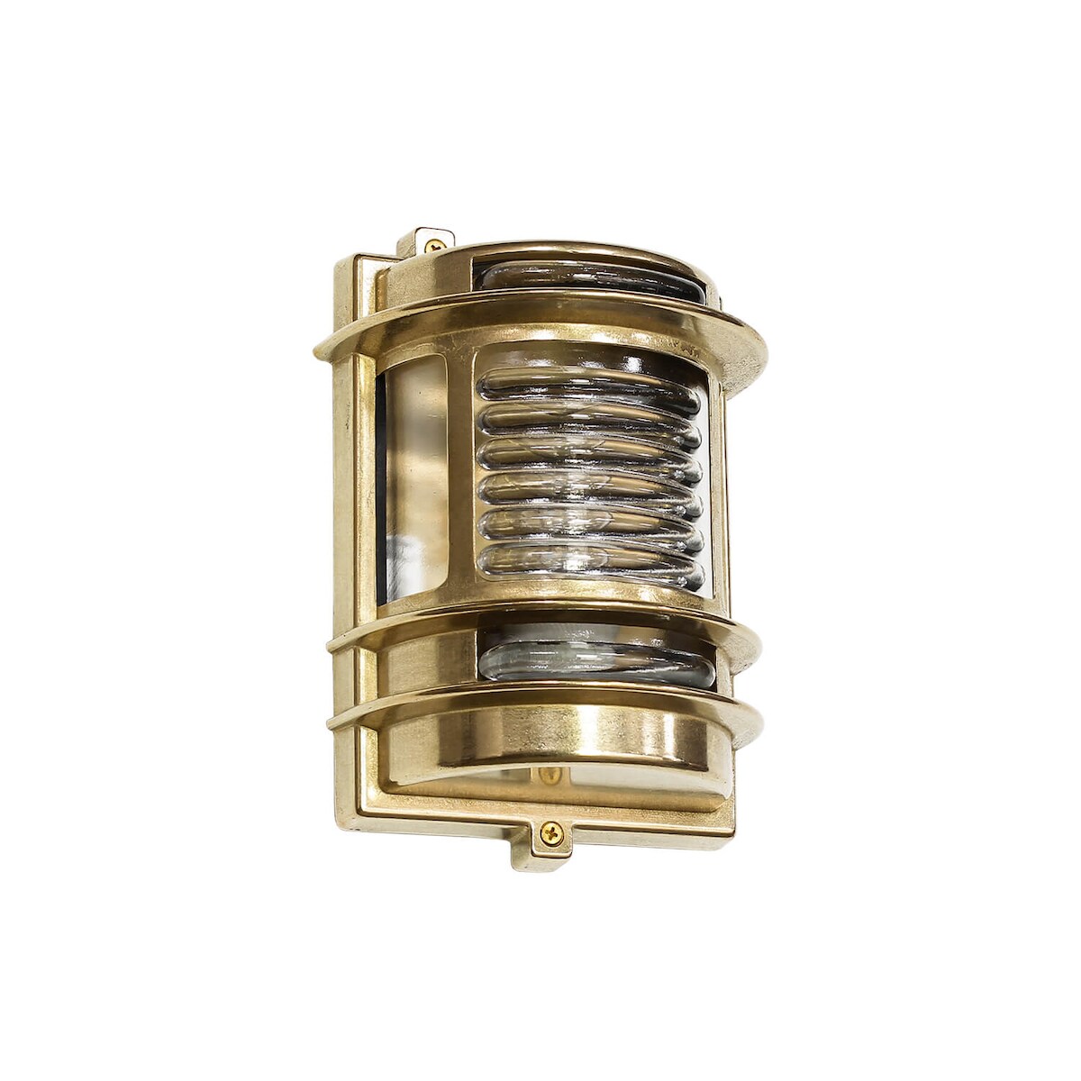 Licht-Erlebnisse Außenwandleuchte Antik Riffelglas Echt-Messing rostfrei H:22cm maritimer Stil langlebige Außenlampe Garten Terrasse Balkon, LI2/1/023 Image