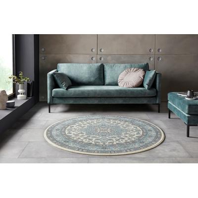 Teppich NOURISTAN "Parun Täbriz" Gr. 9, blau (creme, himmelblau), H:9mm Ø:160cm, Polypropylen (PP), Teppiche, Kurzflor, Orient, Teppich, Vintage, Esszimmer, Wohnzimmer, Flur Image