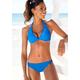 Bügel-Bikini VENICE BEACH Gr. 42, Cup E, blau Damen Bikini-Sets Ocean Blue mit kontrastfarbigen Schriftzug
