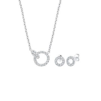 Elli - Elli Schmuckset Kette Stecker Geo Kristalle 925 Silber Schmuck-Set 1 ct Damen