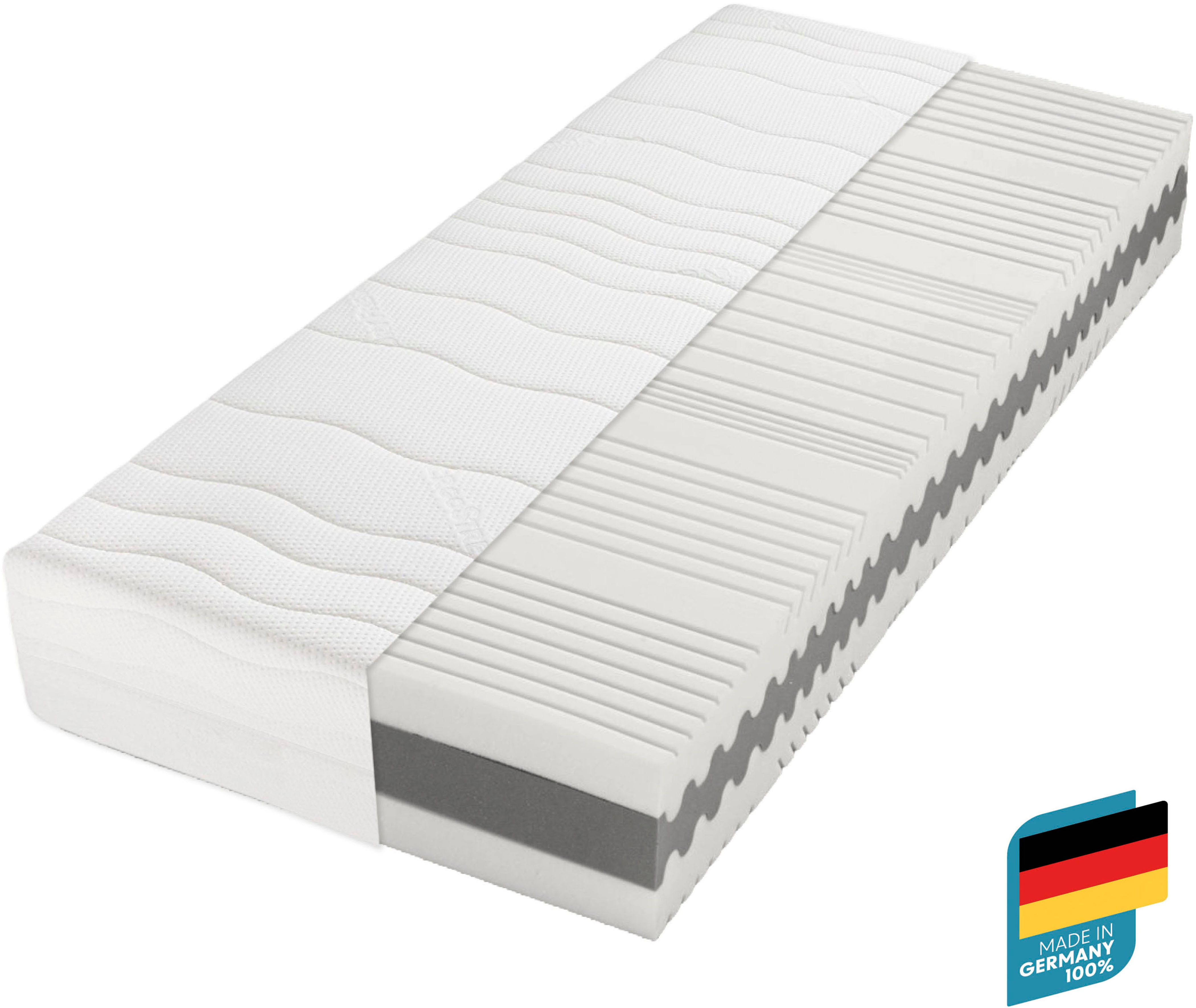 Komfortschaummatratze BECO "Gigant Trio – GOLD Komfortschaummatratze in Luxus-Bettenhöhe", weiß, B:90cm H:30cm L:200cm, Bezug: 60% Polyester, 38% Viskose, 2% Elasthan, Matratzen, Komfortschaummatratze, Luxus 30 cm Höhe, 7 Zonen, Wendematratze,...