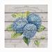 Lark Manor™ Blue Hydrangeas Outdoor Wall Decor All-Weather Canvas, Wood in Black | 35 H x 35 W x 1.5 D in | Wayfair