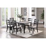 Winston Porter 7pc Dining Set Dining Room Furniture Ladder Back Side Chairs Cushion Seat Wood/Upholstered in Brown | 30 H x 36 W x 60 D in | Wayfair