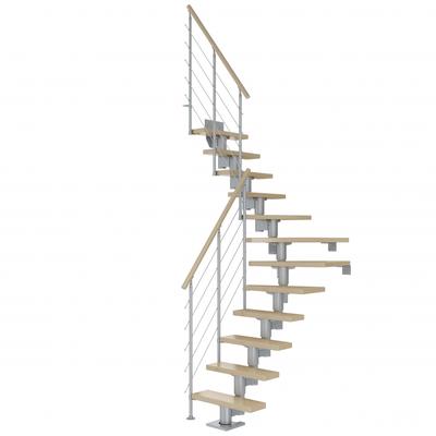 DOLLE Mittelholmtreppe Dublin, inkl. einseitigem Geländer, Edelstahl (perlgrau), 1/4 gewendelt,278 cm - 337 cm,65 cm,Aho