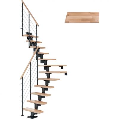 DOLLE Mittelholmtreppe Dublin, inkl. einseitigem Geländer, Edelstahl (anthrazit), 1/4 gewendelt,240 cm - 292 cm,65 cm,Bu