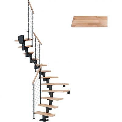 DOLLE Mittelholmtreppe Dublin, inkl. einseitigem Geländer, Edelstahl (anthrazit), 1/2 gewendelt,259 cm - 315 cm,65 cm,Bu