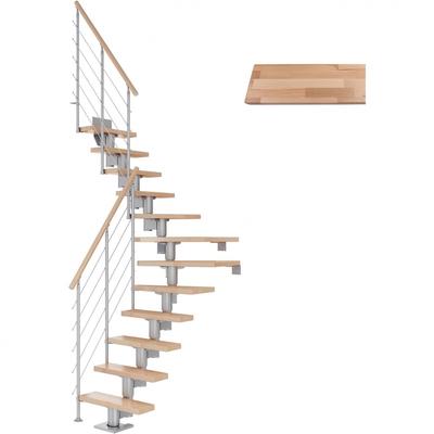 DOLLE Mittelholmtreppe Dublin, inkl. einseitigem Geländer, Edelstahl (perlgrau), 1/4 gewendelt,222 cm - 270 cm,75 cm,Buc