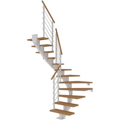DOLLE Mittelholmtreppe Hamburg, inkl. einseitigem Designgeländer, Design (weiß), 1/2 gewendelt,240 cm - 279 cm,75 cm,Eiche, geölt Image