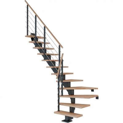 DOLLE Mittelholmtreppe Hamburg, inkl. einseitigem Designgeländer, Design (anthrazit), 1/4 gewendelt,240 cm - 279 cm,75 c