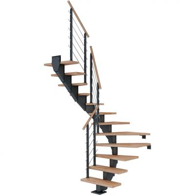 DOLLE Mittelholmtreppe Hamburg, inkl. einseitigem Designgeländer, Design (anthrazit), 1/2 gewendelt,259 cm - 301 cm,75 cm,Buche, geölt Image