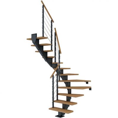 DOLLE Mittelholmtreppe Hamburg, inkl. einseitigem Designgeländer, Design (anthrazit), 1/2 gewendelt,259 cm - 301 cm,85 cm,Eiche, geölt Image