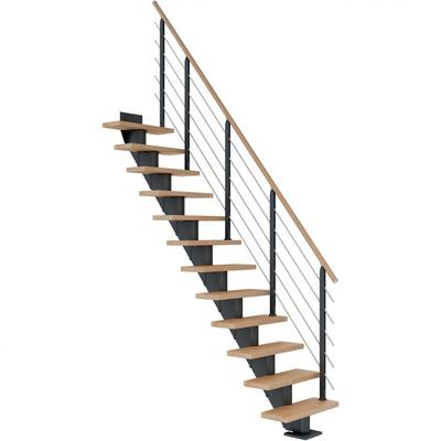 DOLLE Mittelholmtreppe Frankfurt, inkl. einseitigem Designgeländer, Design (anthrazit), 259 cm - 301 cm,65 cm,Buche, geö