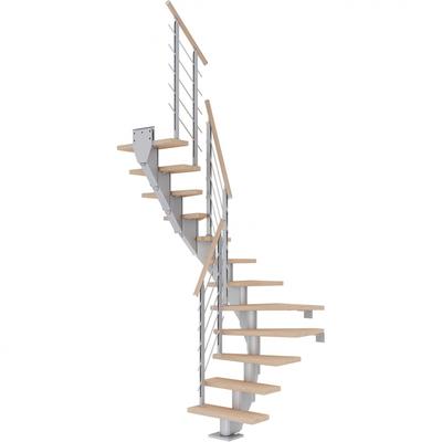 DOLLE Mittelholmtreppe Frankfurt, inkl. einseitigem Designgeländer, Design (perlgrau), 1/2 gewendelt,240 cm - 279 cm,75 