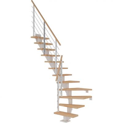 DOLLE Mittelholmtreppe Frankfurt, inkl. einseitigem Designgeländer, Design (weiß), 1/4 gewendelt,222 cm - 258 cm,75 cm,Buche, geölt Image